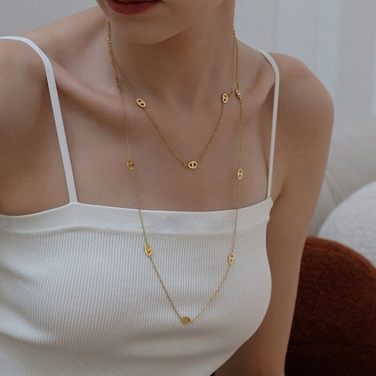 Elegant Gold Plated Pig Nose Necklace
