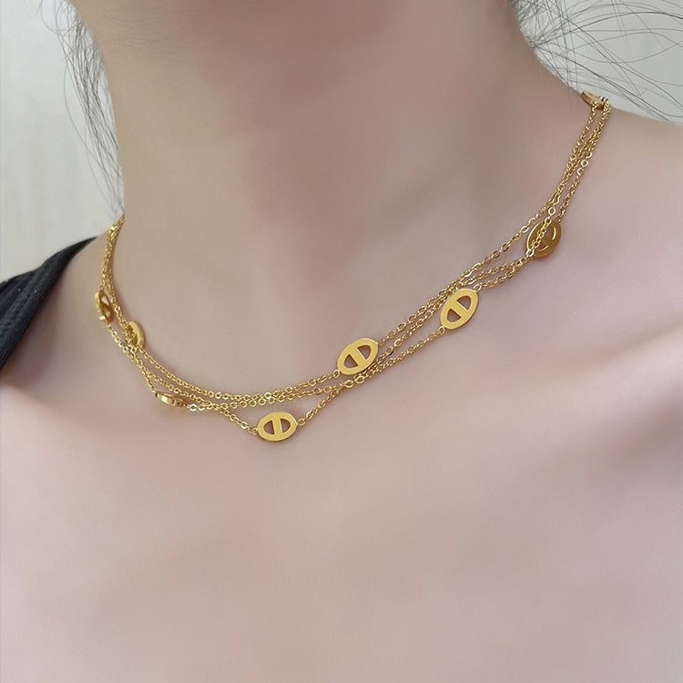 Elegant Gold Plated Pig Nose Necklace