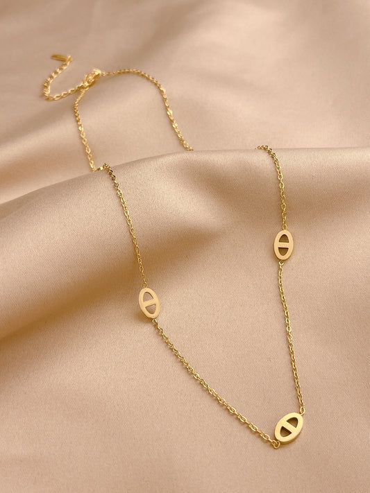 Elegant Gold Plated Pig Nose Necklace