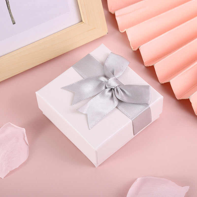 Elegant Gray Bow Jewelry Gift Box