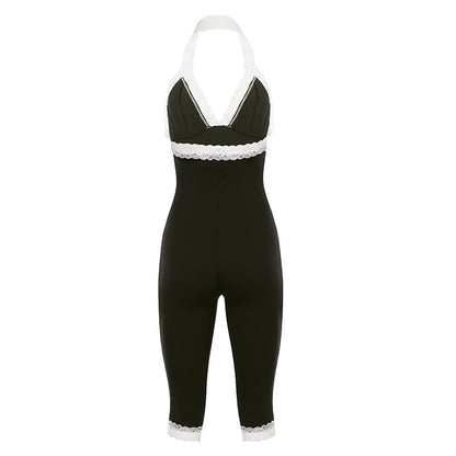 Elegant Halter Neck Lace Jumpsuit