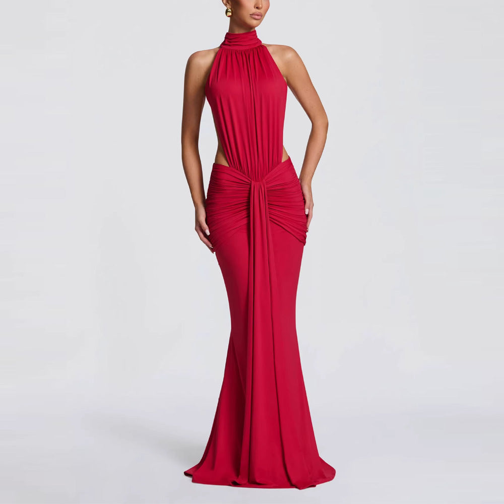 Elegant Halter Neck Long Party Gown