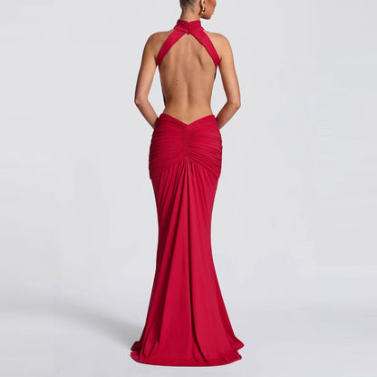 Elegant Halter Neck Long Party Gown