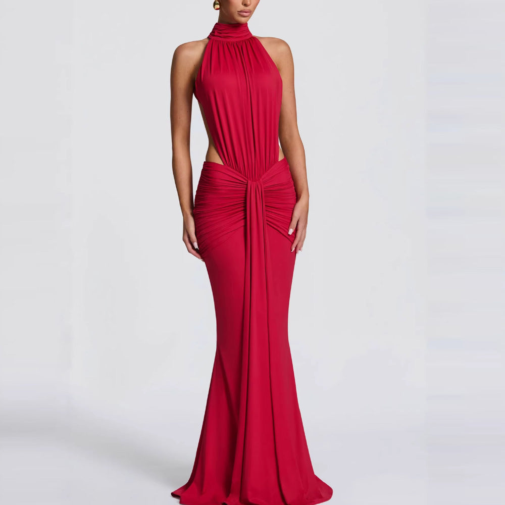 Elegant Halter Neck Long Party Gown