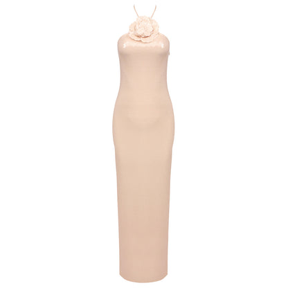 Elegant Halterneck Sequin Evening Dress