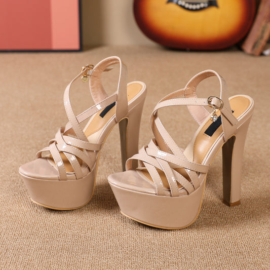 Elegant High Heel Sandals with Buckle Strap