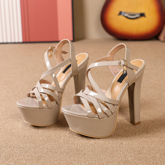 Elegant High Heel Sandals with Buckle Strap