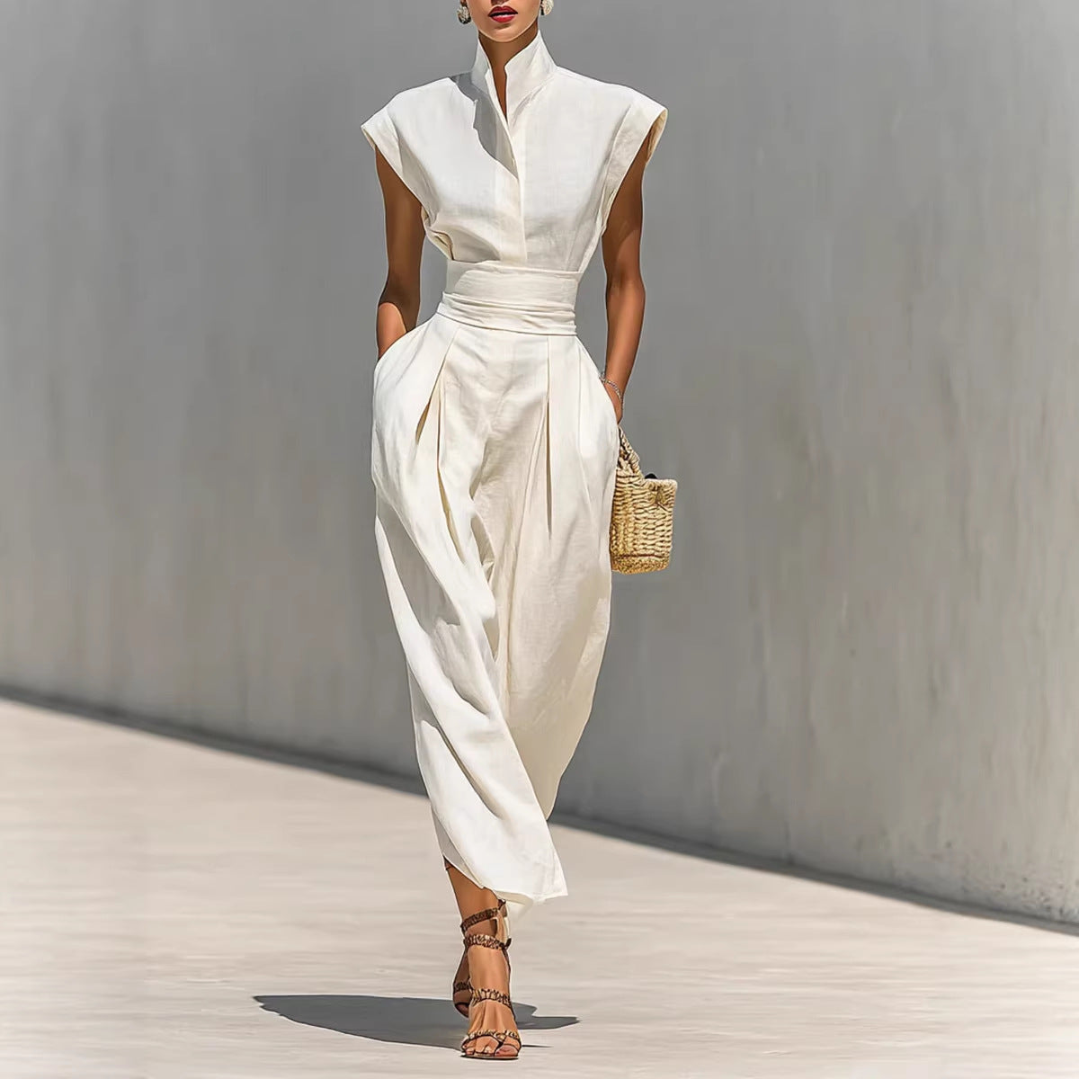 Elegant High Neck Sleeveless Dress