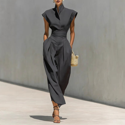 Elegant High Neck Sleeveless Dress