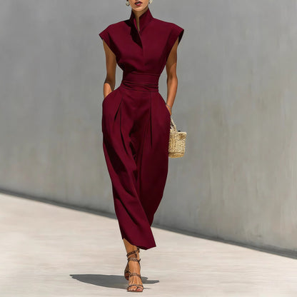 Elegant High Neck Sleeveless Dress