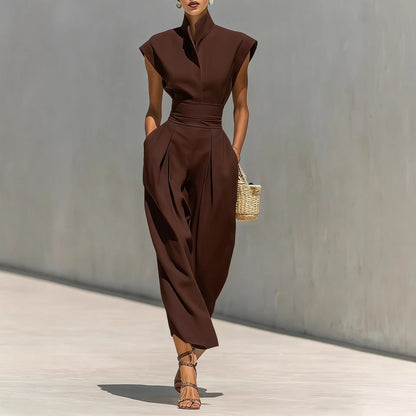 Elegant High Neck Sleeveless Dress
