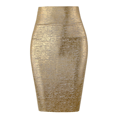 Elegant High Waist Pencil Skirt with Hot Glue Detail