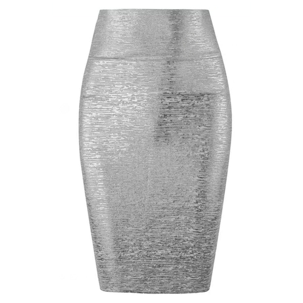 Elegant High Waist Pencil Skirt with Hot Glue Detail