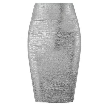 Elegant High Waist Pencil Skirt with Hot Glue Detail