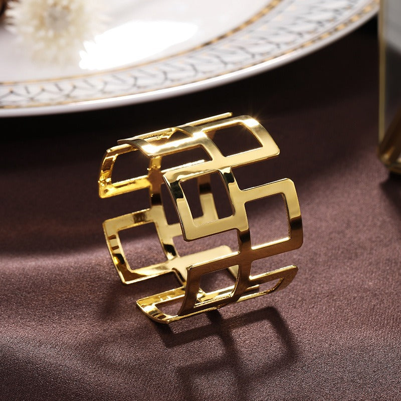 Elegant Hollow Metal Napkin Ring for Table Decor