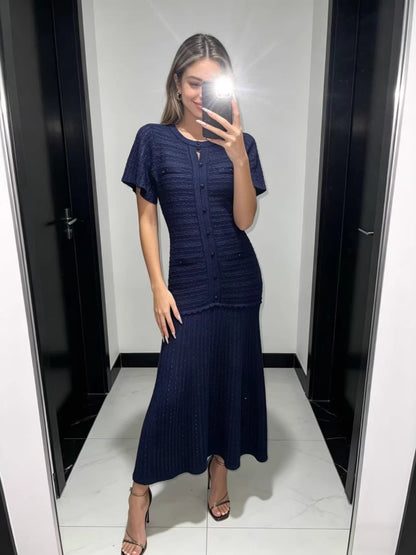 Elegant Hollow Out Knit Dress