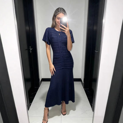 Elegant Hollow Out Knit Dress
