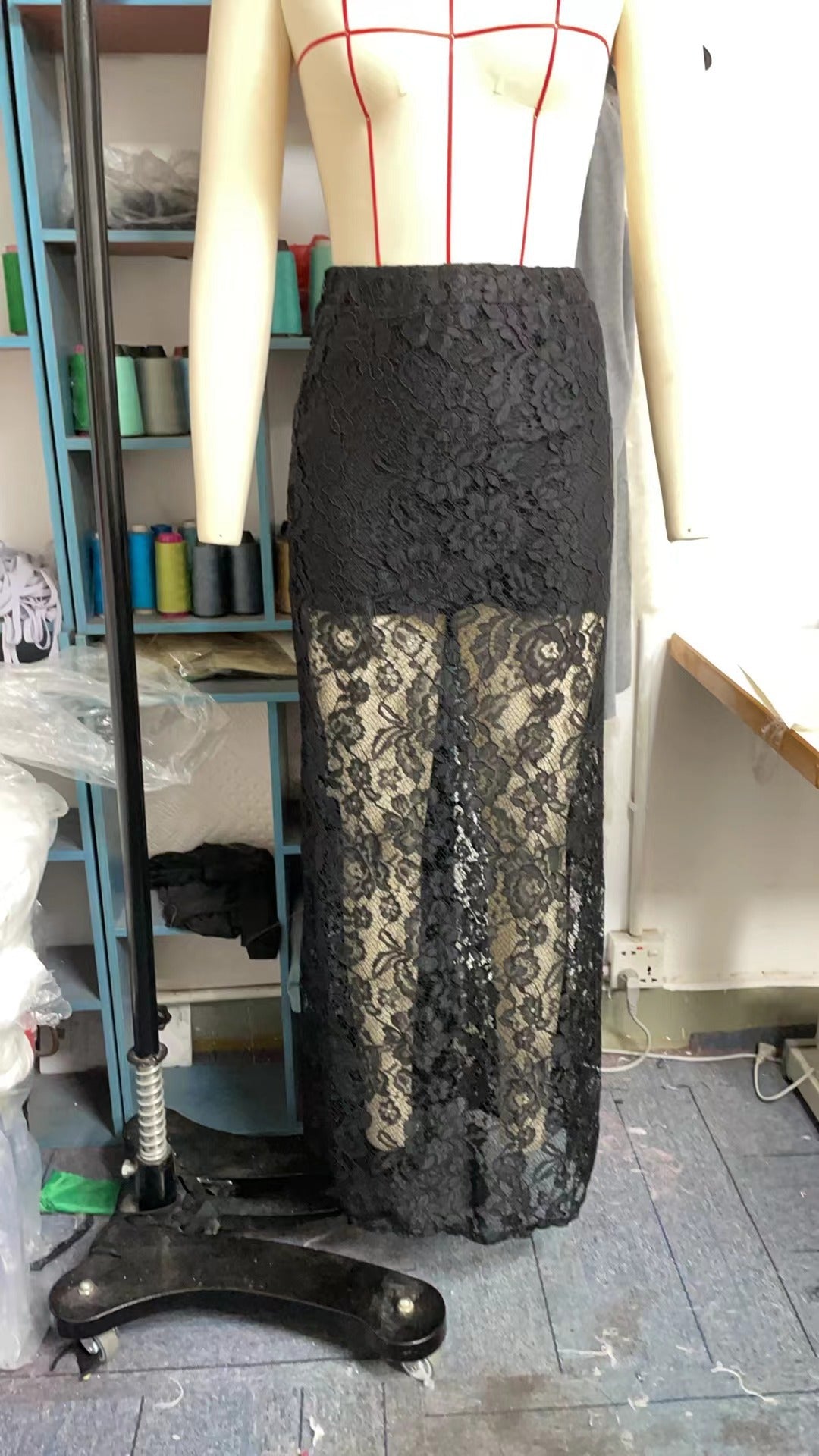 Elegant Hollow-out Lace Long Skirt