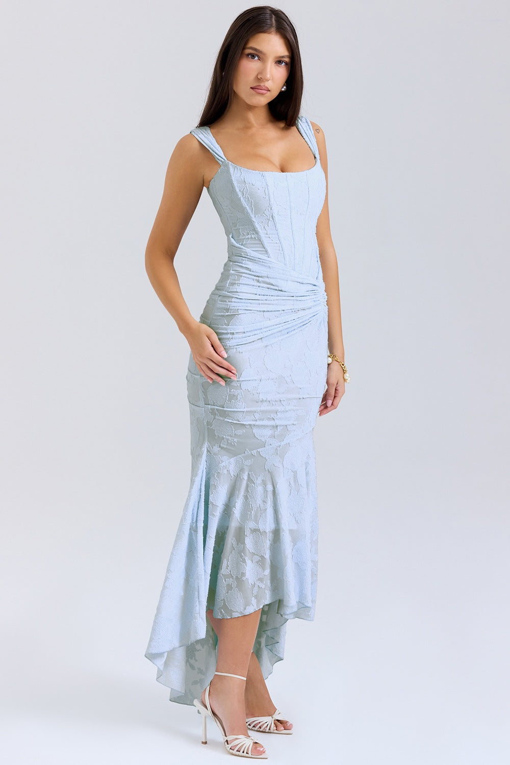 Elegant Jacquard Fishtail Evening Dress