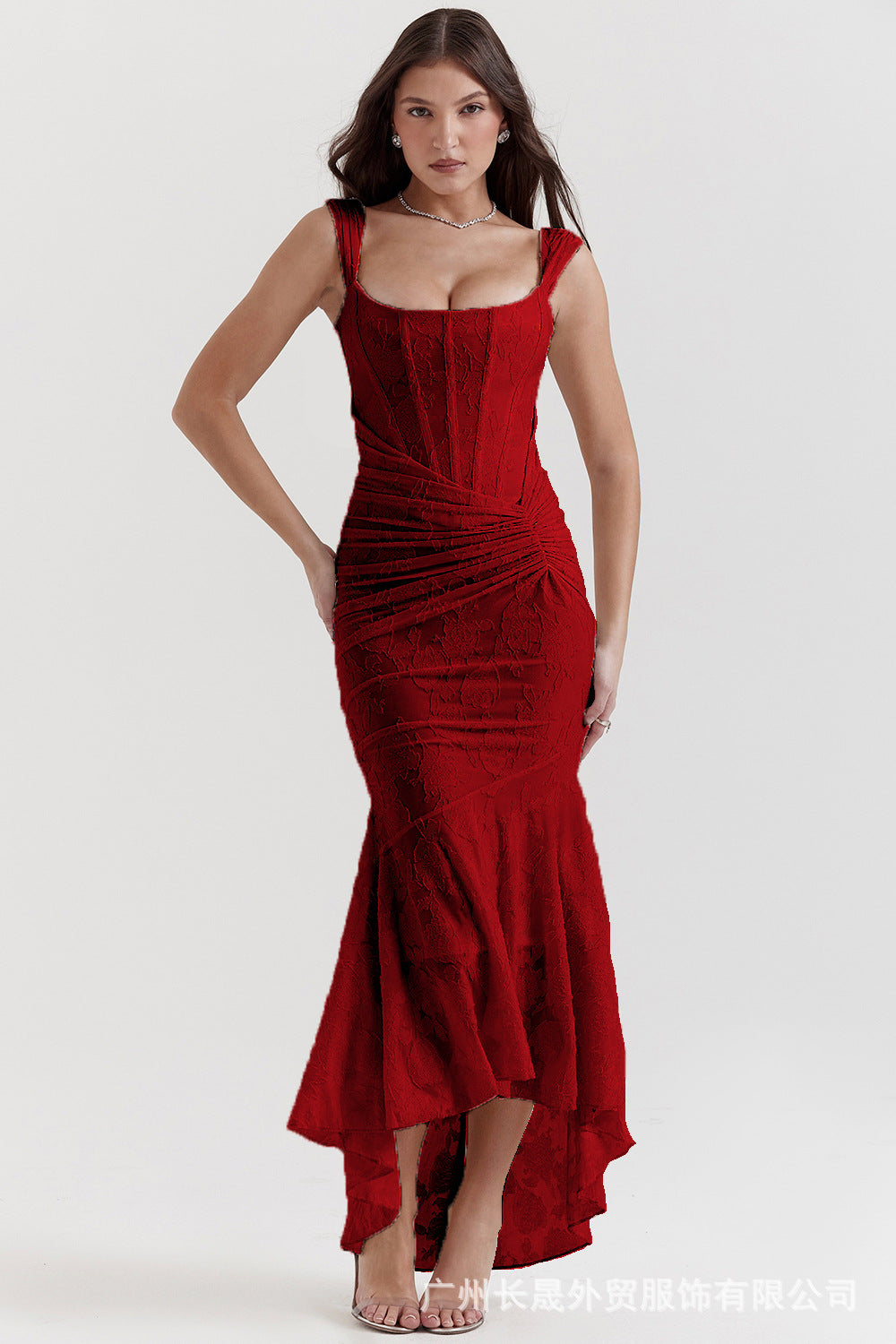 Elegant Jacquard Fishtail Evening Dress