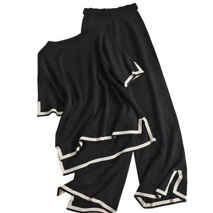 Elegant Knitted Sweater and Wide Leg Pants Set
