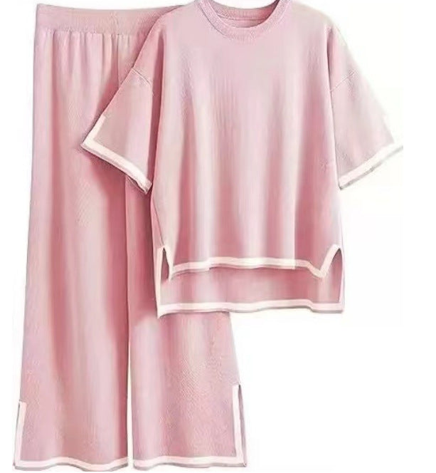 Elegant Knitted Sweater and Wide Leg Pants Set