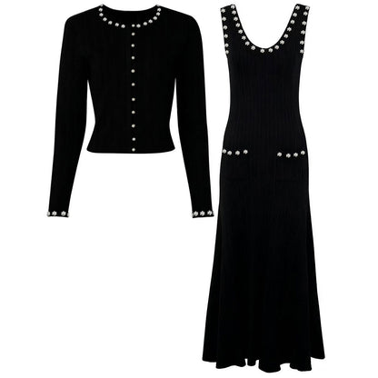 Elegant Knitted Women's Top and Dress Set