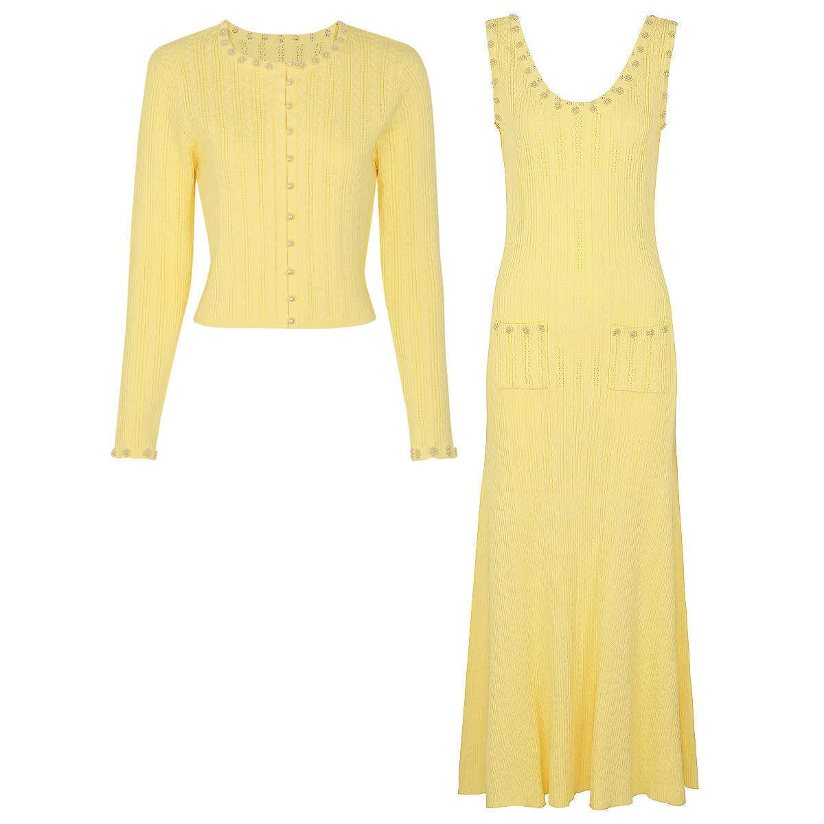 Elegant Knitted Women's Top and Dress Set