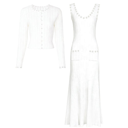 Elegant Knitted Women's Top and Dress Set