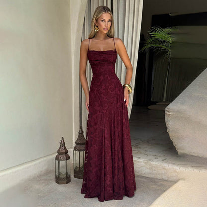 Elegant Lace Backless Evening Dress