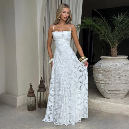 Elegant Lace Backless Evening Dress