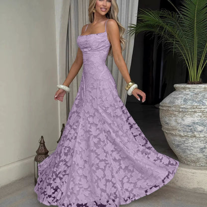 Elegant Lace Backless Evening Dress