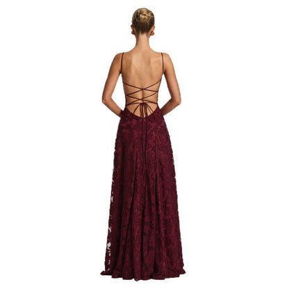 Elegant Lace Backless Evening Dress