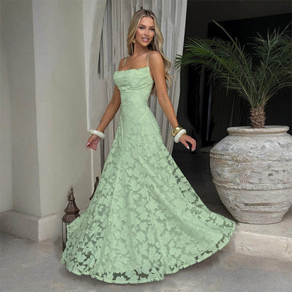 Elegant Lace Backless Evening Dress