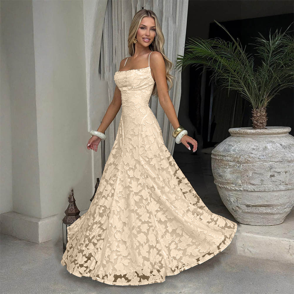 Elegant Lace Backless Evening Dress
