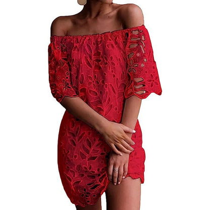 Elegant Lace Detail Midi Dress