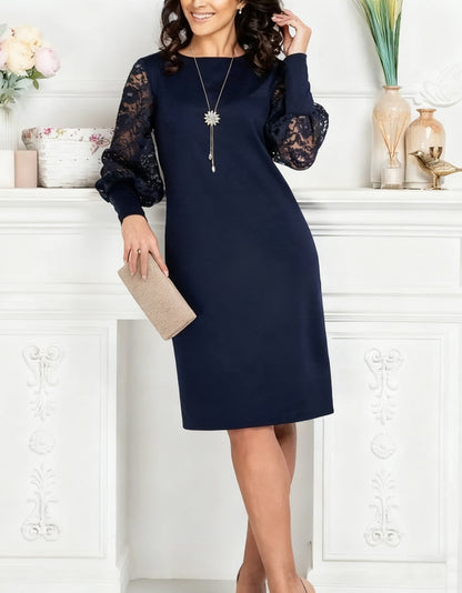 Elegant Lace Lantern Sleeve Dress