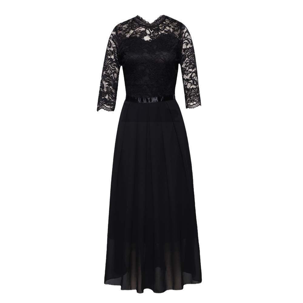 Elegant Lace Patchwork Evening Dress