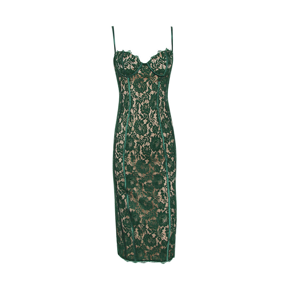 Elegant Lace Slim-fit Backless Dress