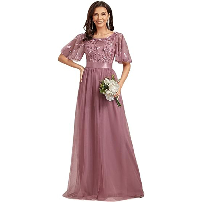 Elegant Lace Splicing Evening Dress