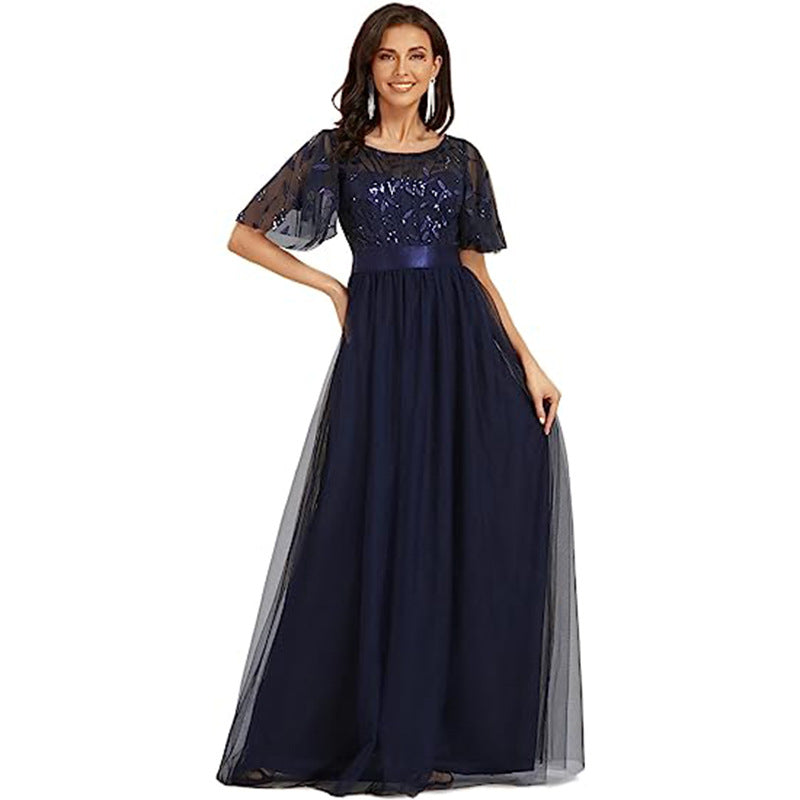 Elegant Lace Splicing Evening Dress