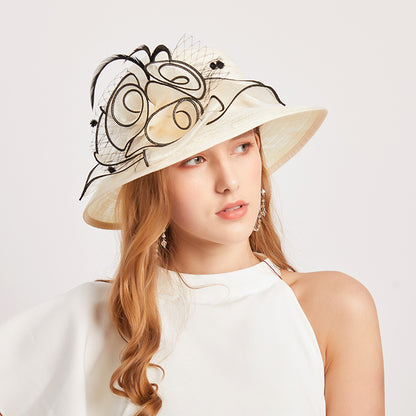 Elegant Lace Sun Hat with Floral Design