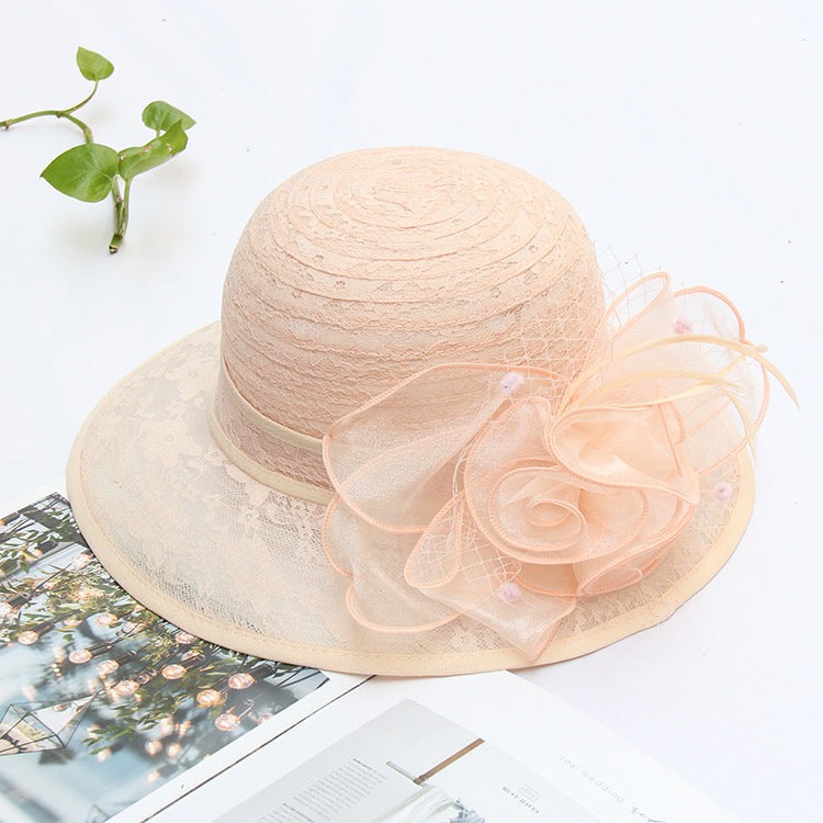 Elegant Lace Sun Hat with Floral Design
