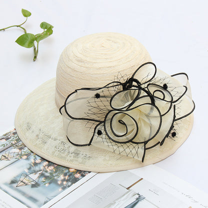 Elegant Lace Sun Hat with Floral Design