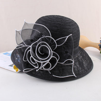 Elegant Lace Sun Hat with Floral Design