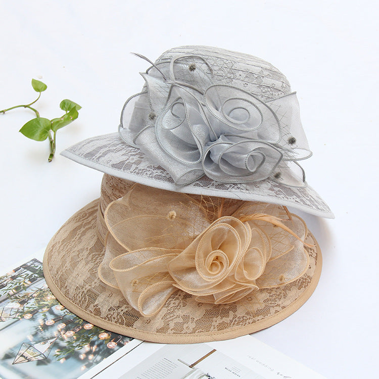 Elegant Lace Sun Hat with Floral Design