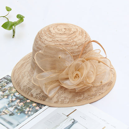 Elegant Lace Sun Hat with Floral Design
