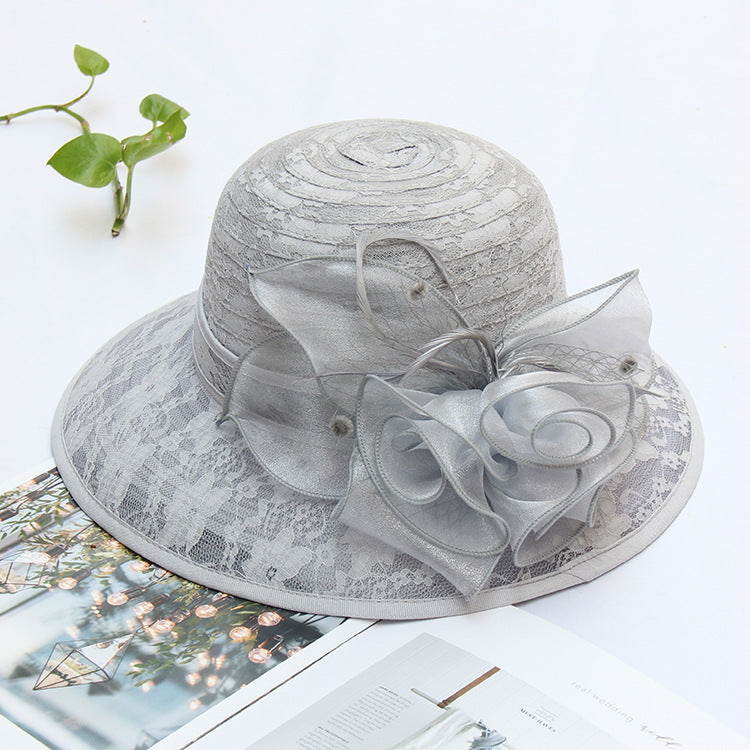 Elegant Lace Sun Hat with Floral Design