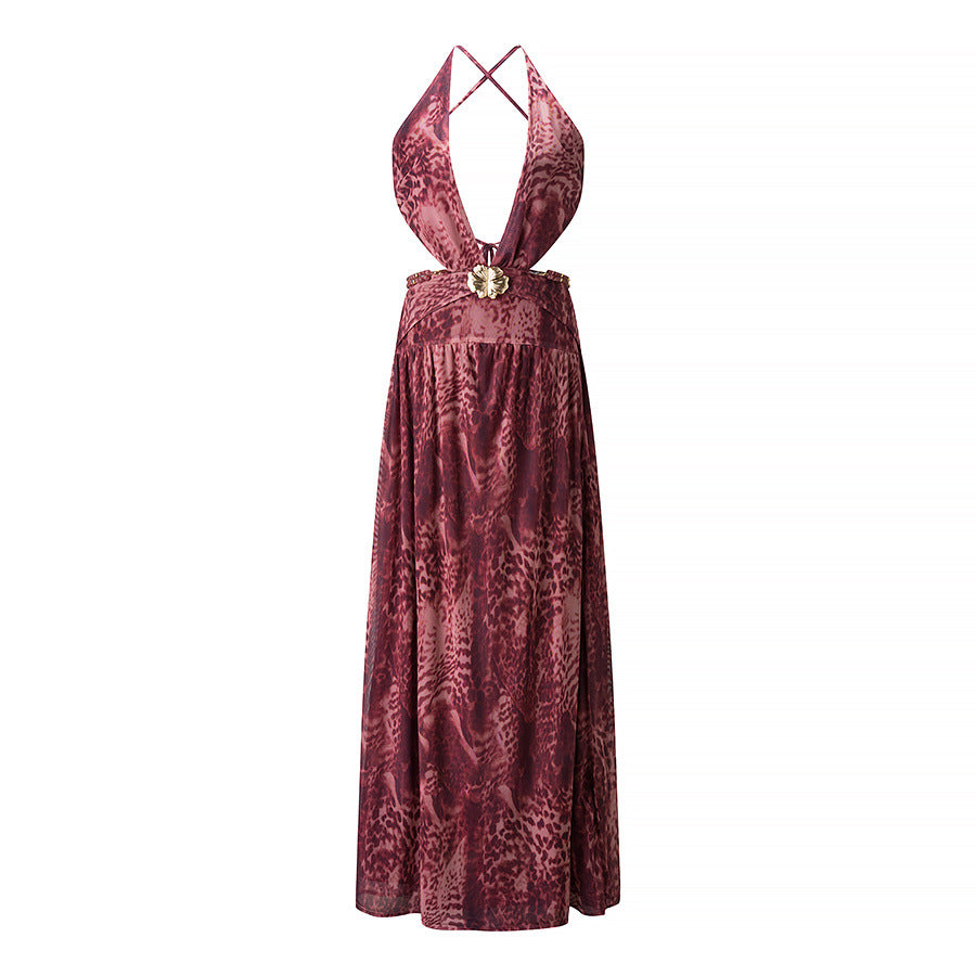 Elegant Lace-Up Backless High-Slit Dress