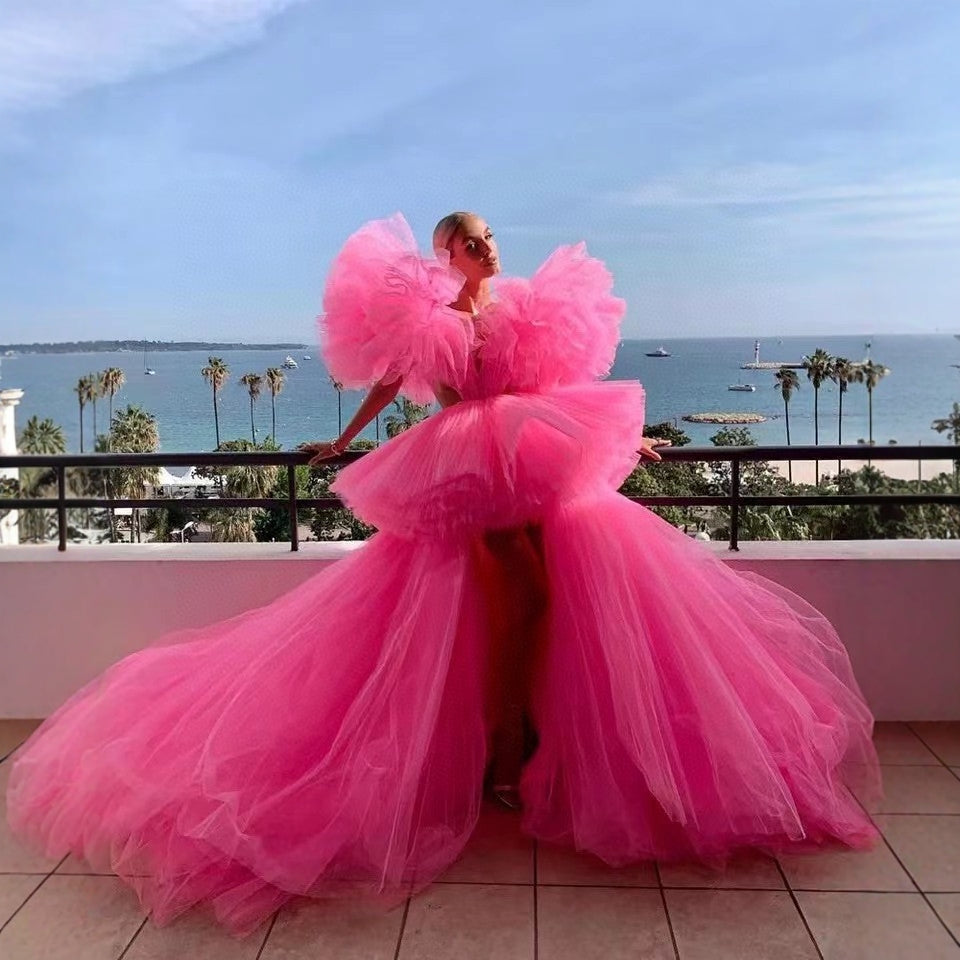 Elegant Layered Backless V-Neck Tutu Dress